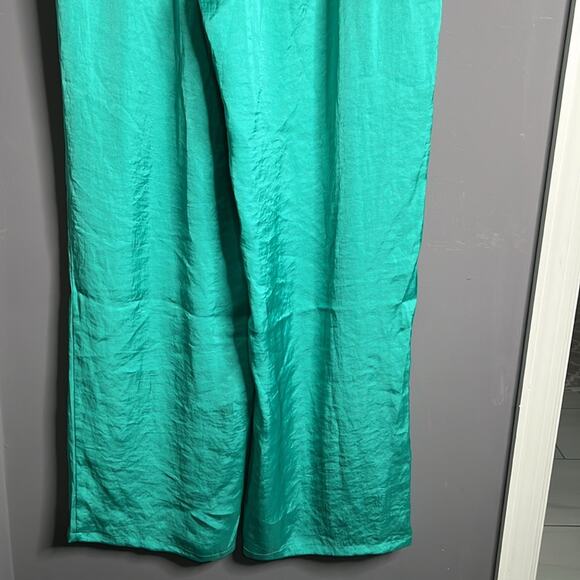 Lumiere Light Green Wide Leg Silky Pants Size Large - Picture 6 of 10